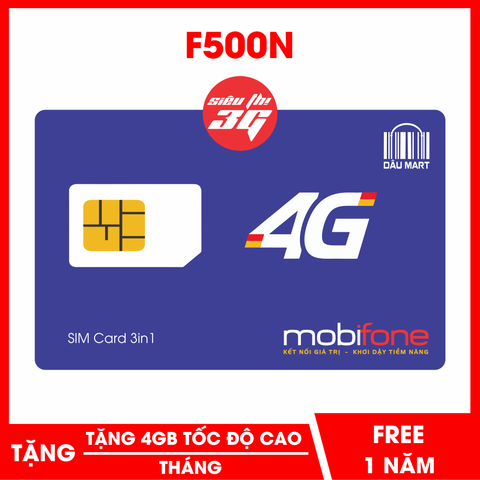  SIM 4G Mobifone F500N Trọn Gói 1 Năm (4GB/Tháng) 