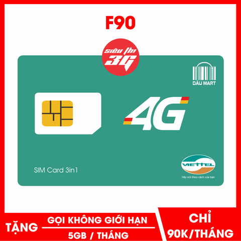  SIM 4G Viettel F90 Tặng 5GB/Tháng Và Gọi SMS Miễn Phí 