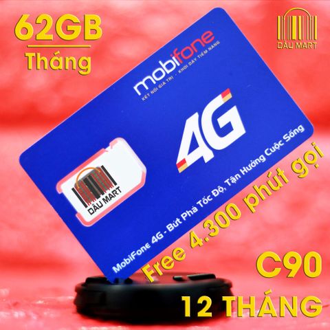  SIM 4G Mobifone C90 Tặng 62GB/Tháng Gọi Miễn Phí 4300 Phút 