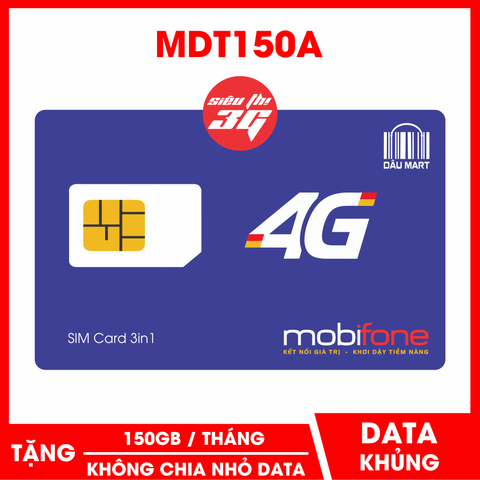  SIM 4G Mobifone MDT150A Tặng 150GB/Tháng (Chỉ 1.000đ/1GB) 