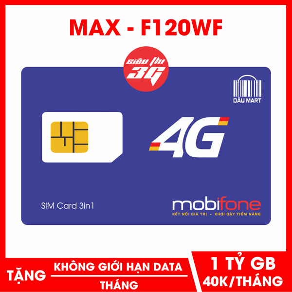 SIM 4G Mobifone MAX DATA F120WF Tặng 60GB Tốc Độ ...
