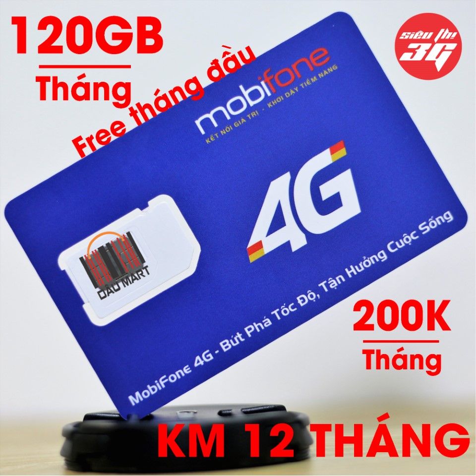 SIM 4G Mobifone Tặng 120GB/Tháng (Free tháng đầu)