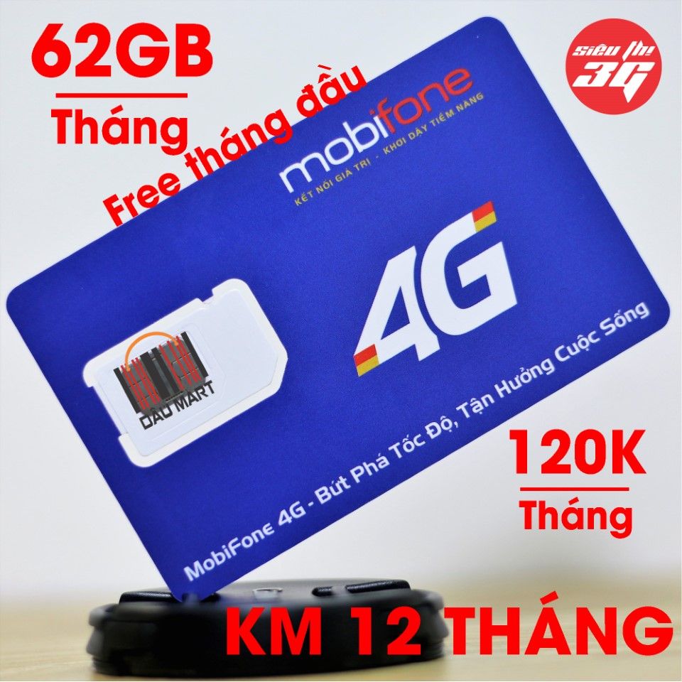 SIM 3G 4G Mobifone Tặng 62GB/Tháng (Free tháng đầu)