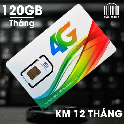  SIM 4G Viettel Tặng 120GB/Tháng KM 12 tháng (Free tháng đầu) 