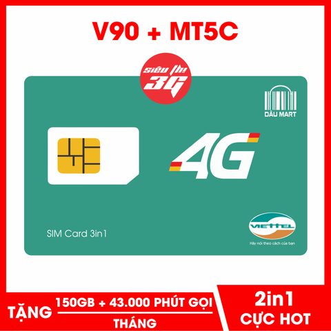  SIM 4G Viettel V90+MT5C Tặng 150GB/Tháng và Miễn Phí 4.300 Phút Gọi 