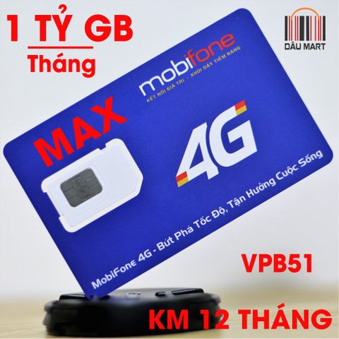  SIM 4G Mobifone MAX VPB51 và VPB Plus MAX Băng Thông + Free 1.500 phút gọi 