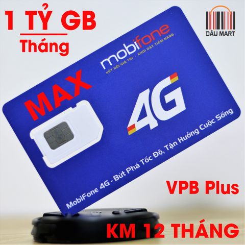  SIM 4G Mobifone MAX VPB Plus MAX Băng Thông + Free 1.500 phút gọi 