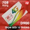 SIM 4G Viettel D900 Trọn Gói 1 Năm Với 7GB/Tháng