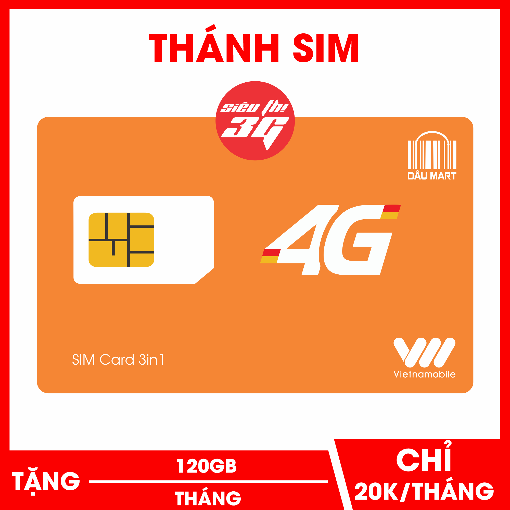 THÁNH SIM VietnamMobile tặng 120GB/tháng chỉ với 20K (Free tháng đầu)