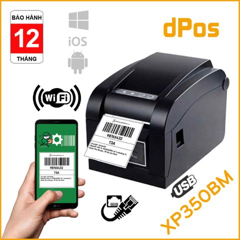  Máy in đơn hàng TMĐT Xprinter XP350BM LAN In đơn hàng GHTK trên điện toại và tem nhãn Monicode 