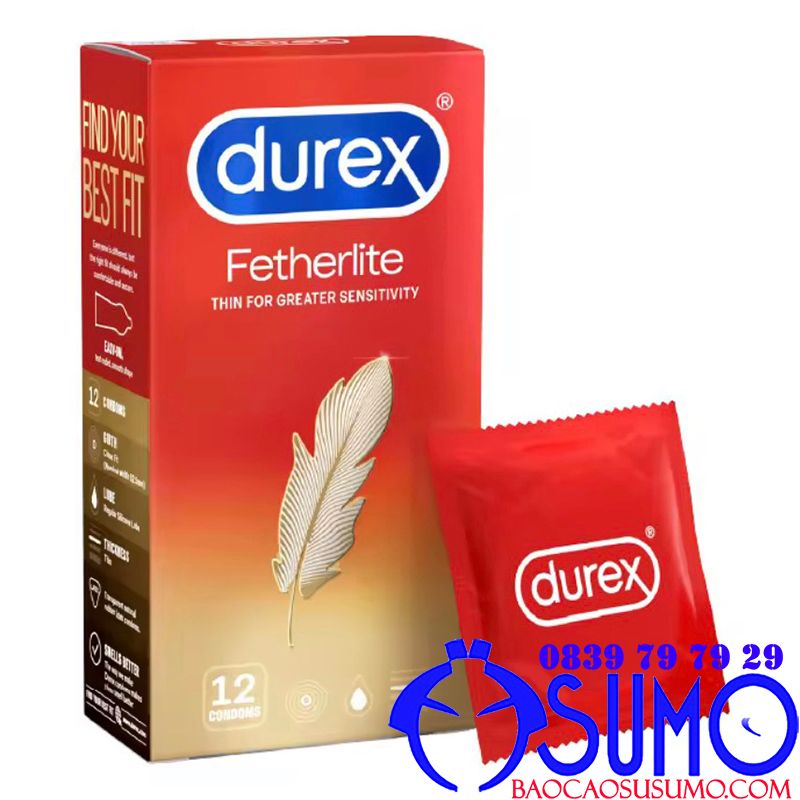 Bao cao su Durex Fetherlite mỏng trơn chính hãng hộp 12 chiếc