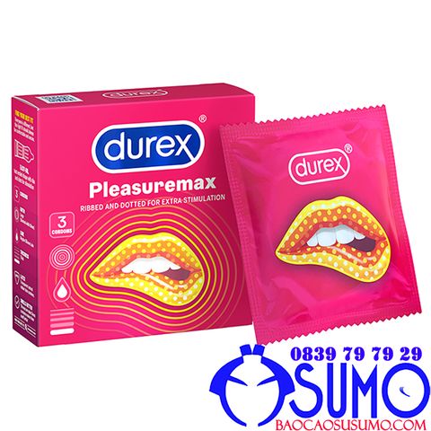 Bao cao su Durex Pleasuremax gân gai nhám size lớn 56mm hộp 3 chiếc