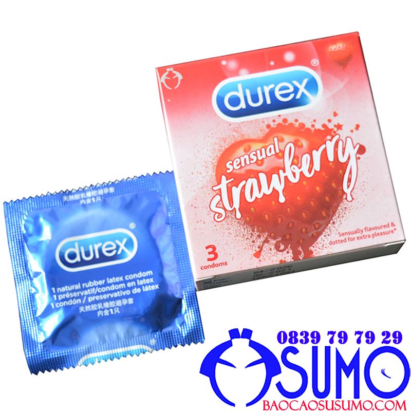 Bao cao su Durex Sensual Strawberry chính hãng hương dâu ngọt ngào
