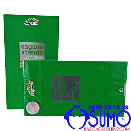 Bao cao su Sagami Xtreme Type E Green gai nhám liti hộp 10 chiếc