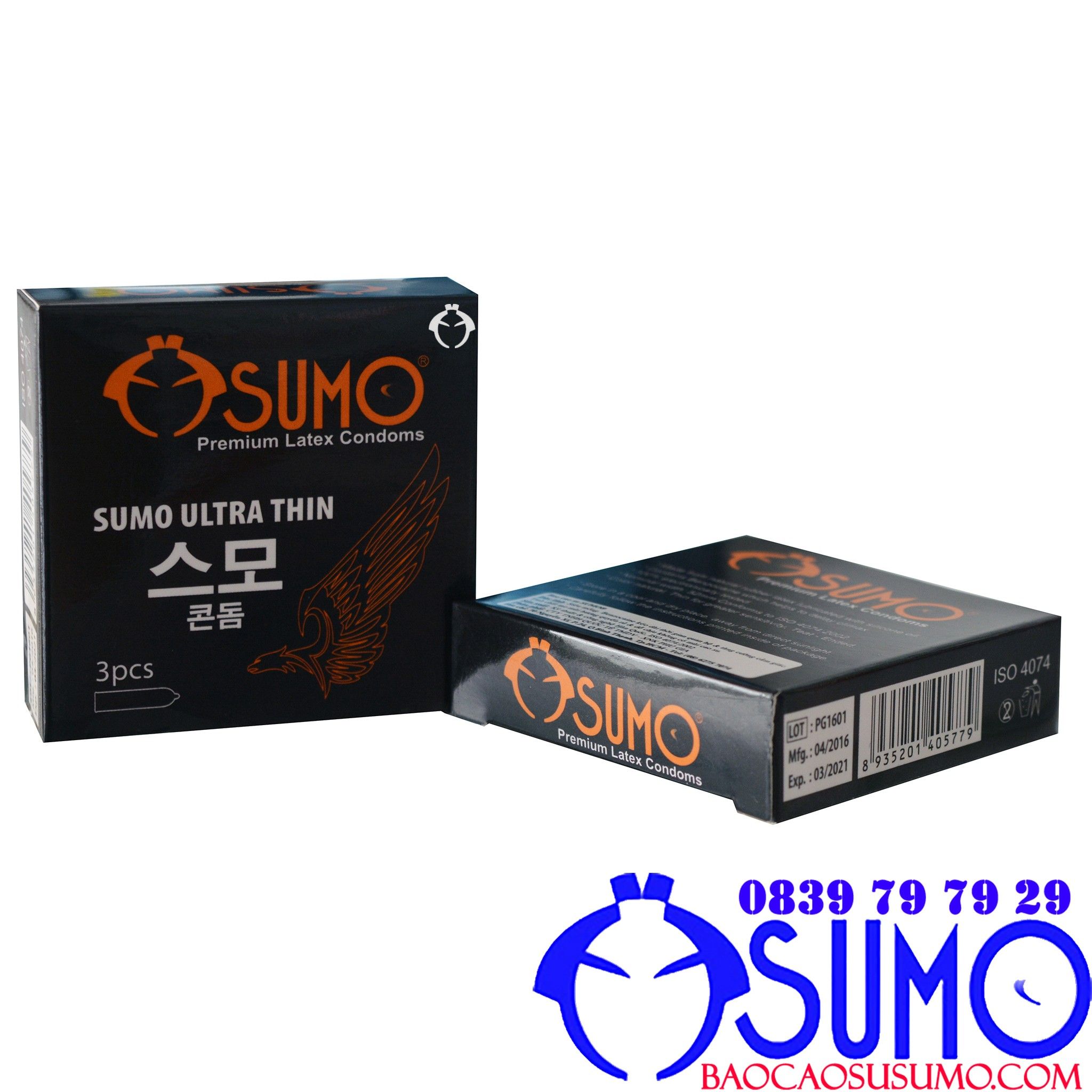 Bao cao su Sumo Ultra Thin siêu mỏng kéo dài thời gian hộp 3 chiếc