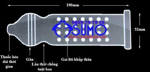 Kích thước Bao cao su Tâm Thiện Chí Four in Love gân gai nhám kéo dài thời gian hộp 12 chiếc 