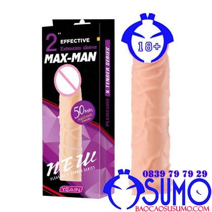  Bao đôn dên silicone cao cấp Max-man trơn siêu mềm mịn dài thêm 5cm (Mẫu 2, MS: D44) 