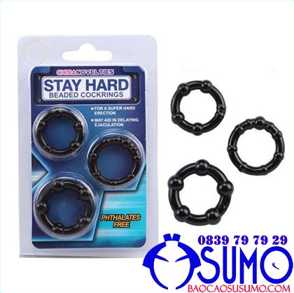  Bộ 3 Vòng Bi Đeo Dương Vật Silicone Stay Hard Dành Cho Nam (MS:D38) 