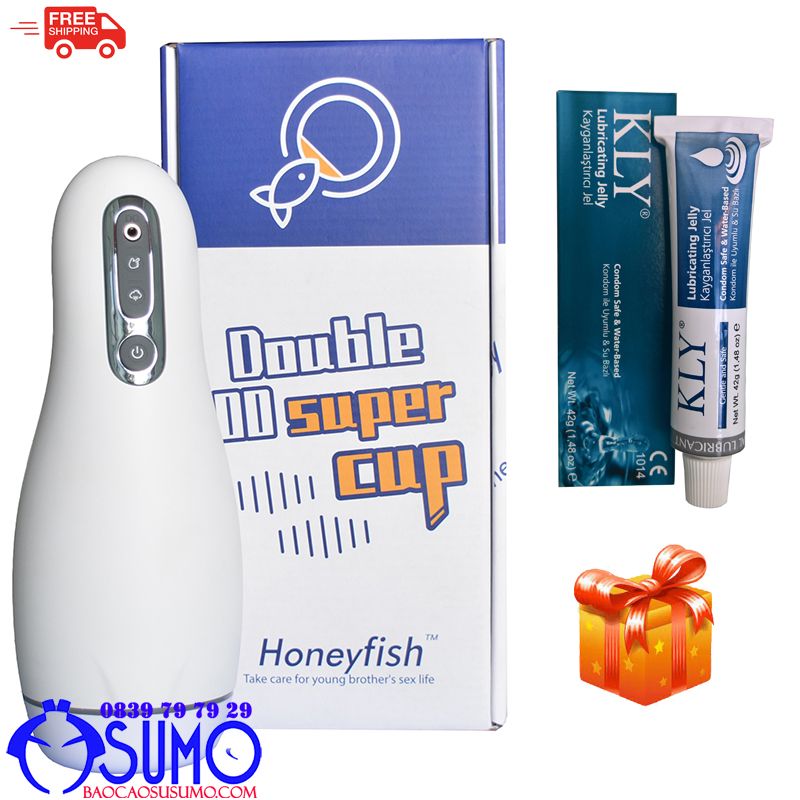 Cốc thủ dâm bú mút rung tự động cao cấp Honeyfish Double 00 cup pin sạc