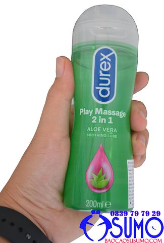  Gel Durex Play Massage 2in1 Aloe Vera chai 200ml bôi trơn và massage toàn thân 