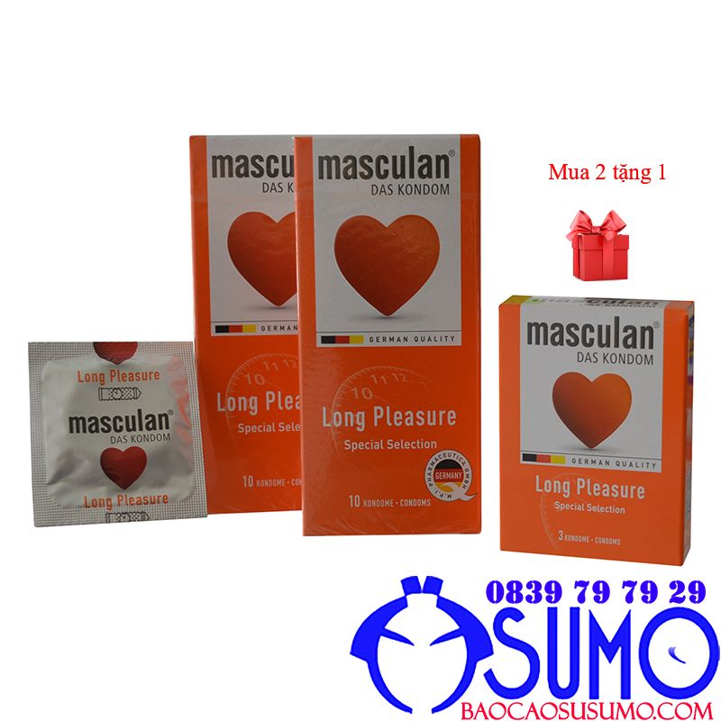 (2 Hộp) Bao cao su cao cấp Masculan Long Pleasure 5in1 chính hãng kéo dài thời gian mua 2 tặng 1