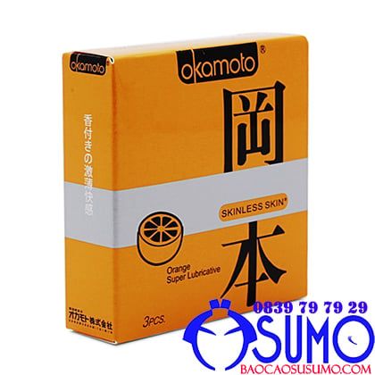 Bao cao su Okamoto Orange hương cam thơm mát hộp 3 chiếc- Shop bao cao su Sumo Cần Thơ, Điện thoại/Zalo/Viber: 0839797929