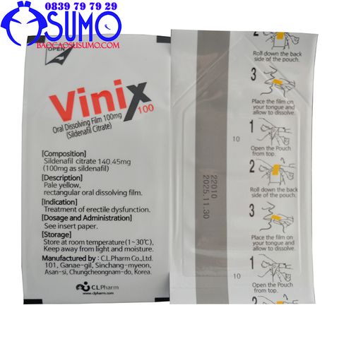 Tem ngam Vinix 100mg chinh hang Hàn Quoc ho tro cuong cho nam