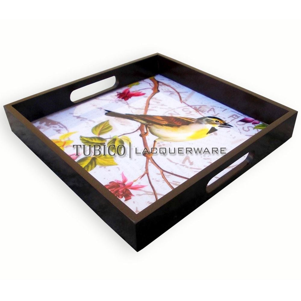 Lacquer serving tray with printing pattern