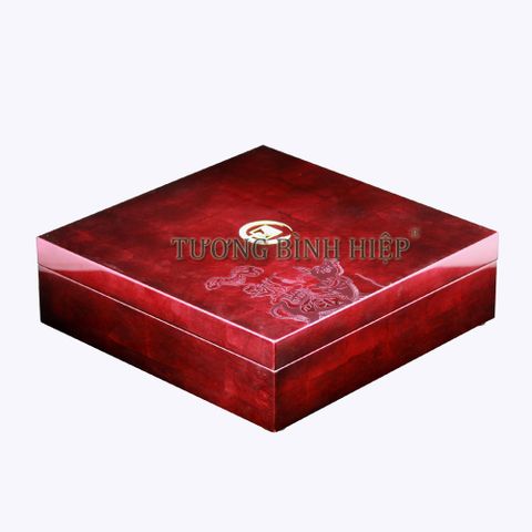  hộp đựng trà sơn mài dán bạc nhuộm màu đỏ Ruby 