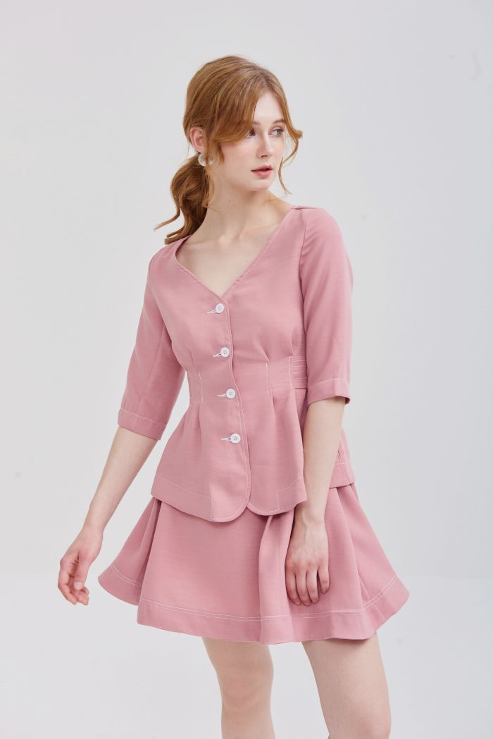 Áo giả vest tay lỡ diễu eo