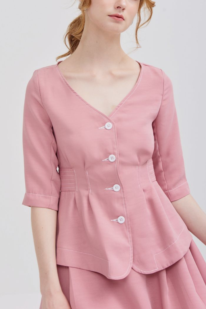 Áo giả vest tay lỡ diễu eo