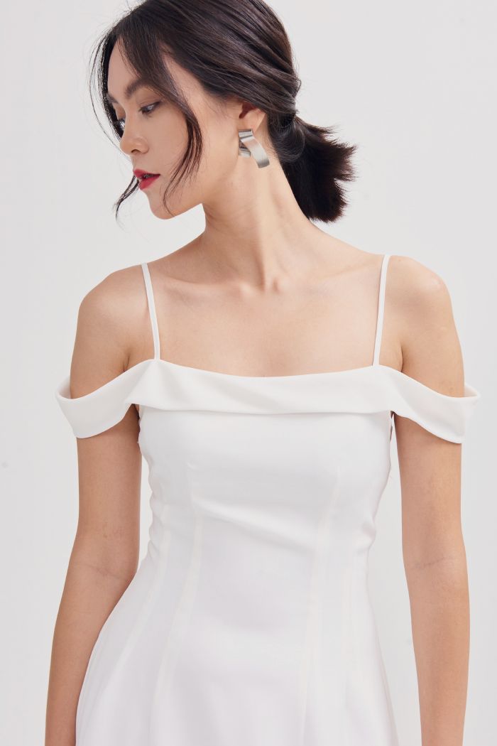Đầm 2 dây nhấn vai bèo tùng nhỏ
