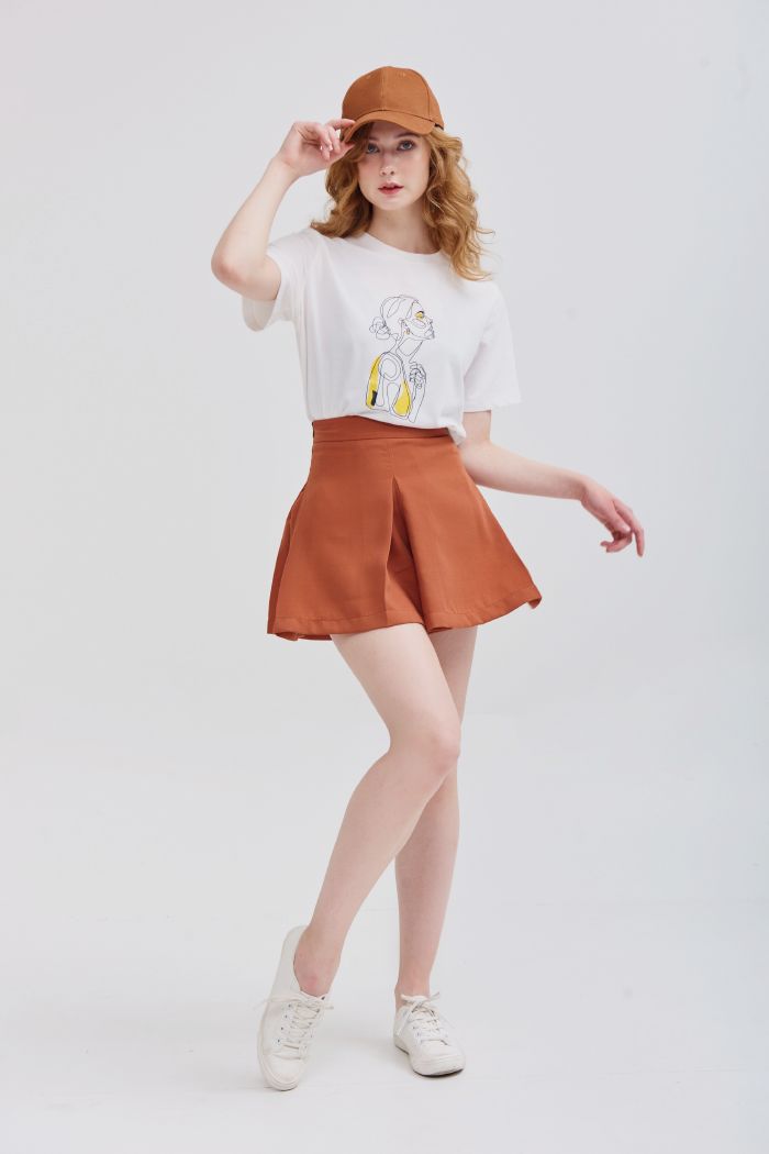 Quần short xếp li hợp dây kéo hông