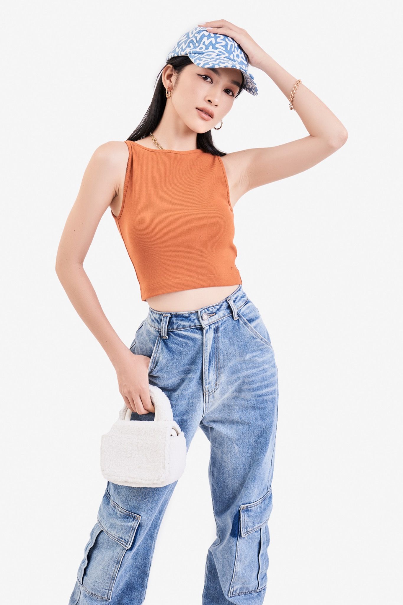  Áo thun crop 3 lỗ cổ thuyền 