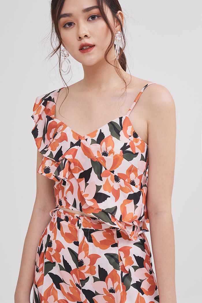 Áo crotop bèo đôi dây in hoạ tiết ss19