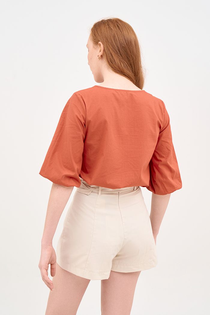 Áo cotton tay lở cột nơ cut out cổ