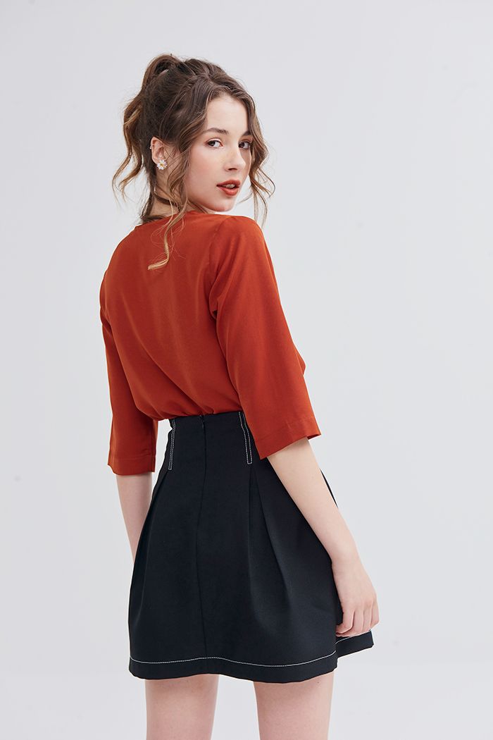 Áo sơmi cơ bản cổ tim tay lỡ SPR19