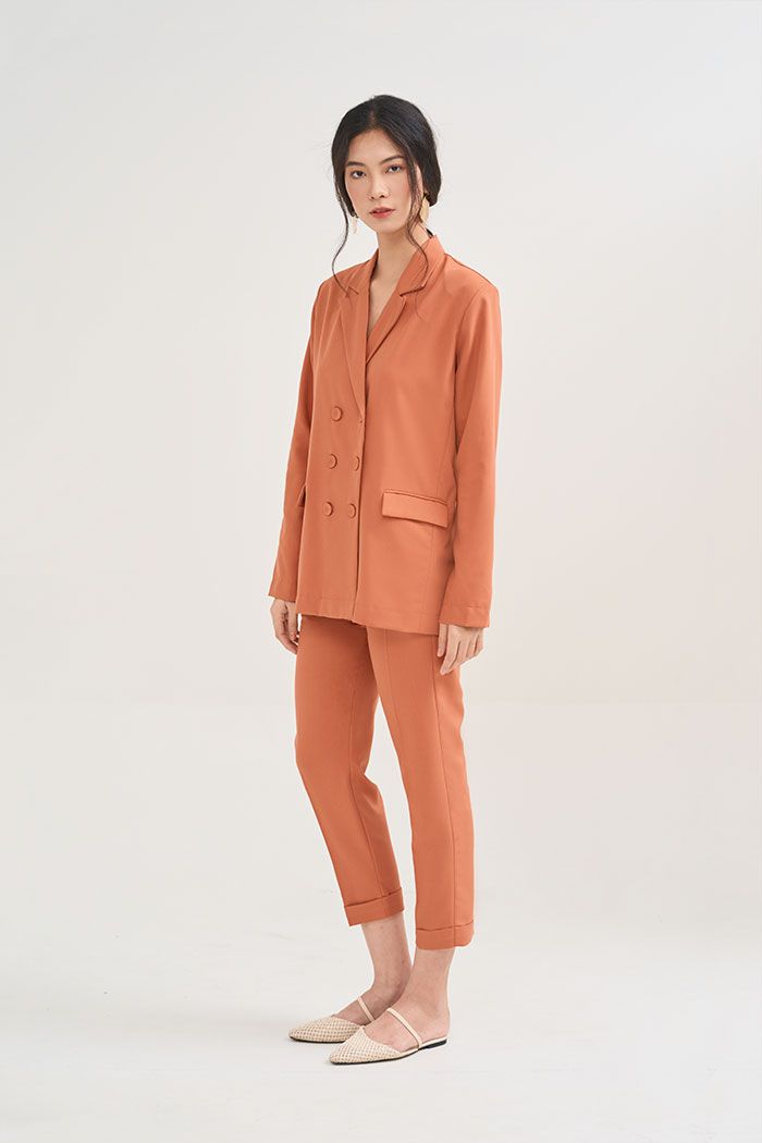 Áo vest oversize nút bọc cùng màu 2 túi
