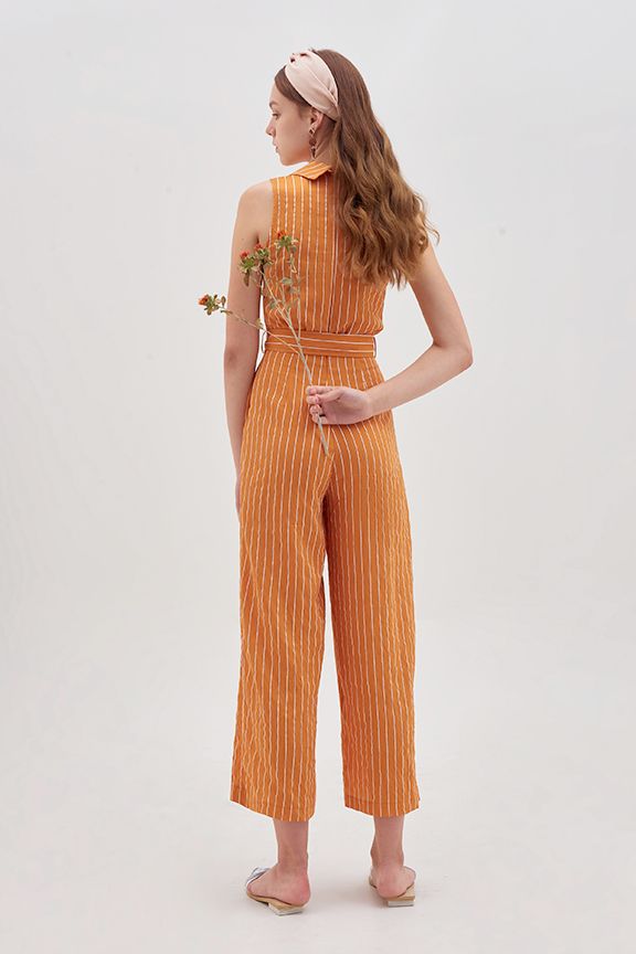 Jumpsuit dài sơmi thắt lưng