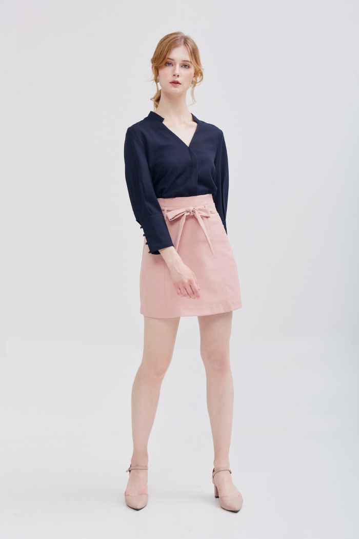 Váy khaki rã diễu chỉ mờ