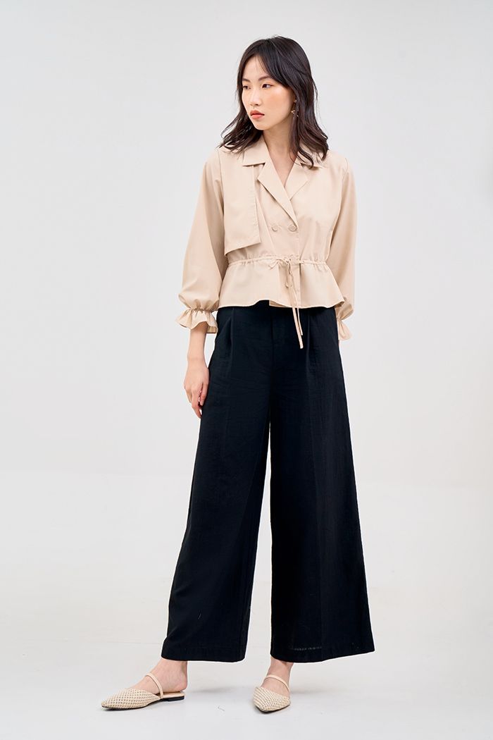 Áo cotton lạnh giả vest rút dây tay dài