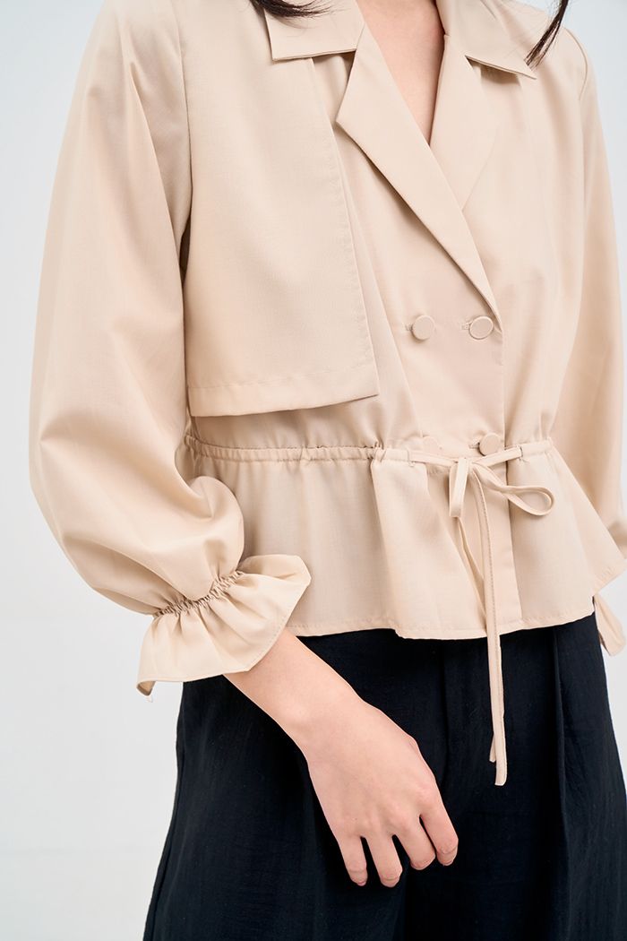 Áo cotton lạnh giả vest rút dây tay dài