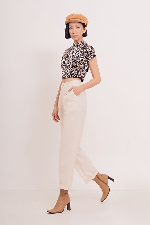 Áo croptop hoạ tiết da beo