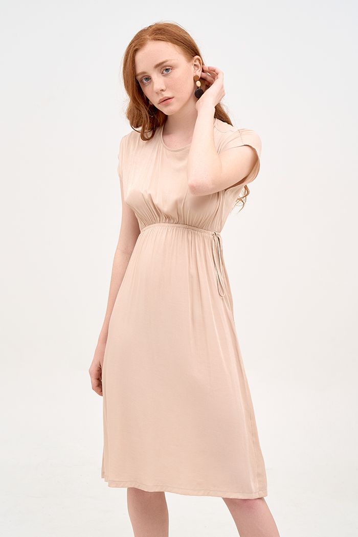 Đầm form colum midi rút eo