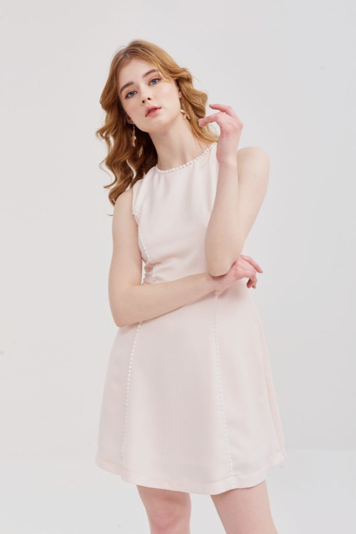 Đầm sát nách viền ren cotton hoa nhỏ