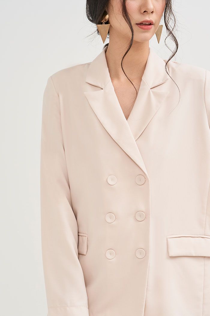 Áo vest oversize nút bọc cùng màu 2 túi
