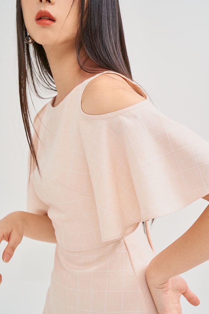 Đầm A cutout vai cột nơ sau