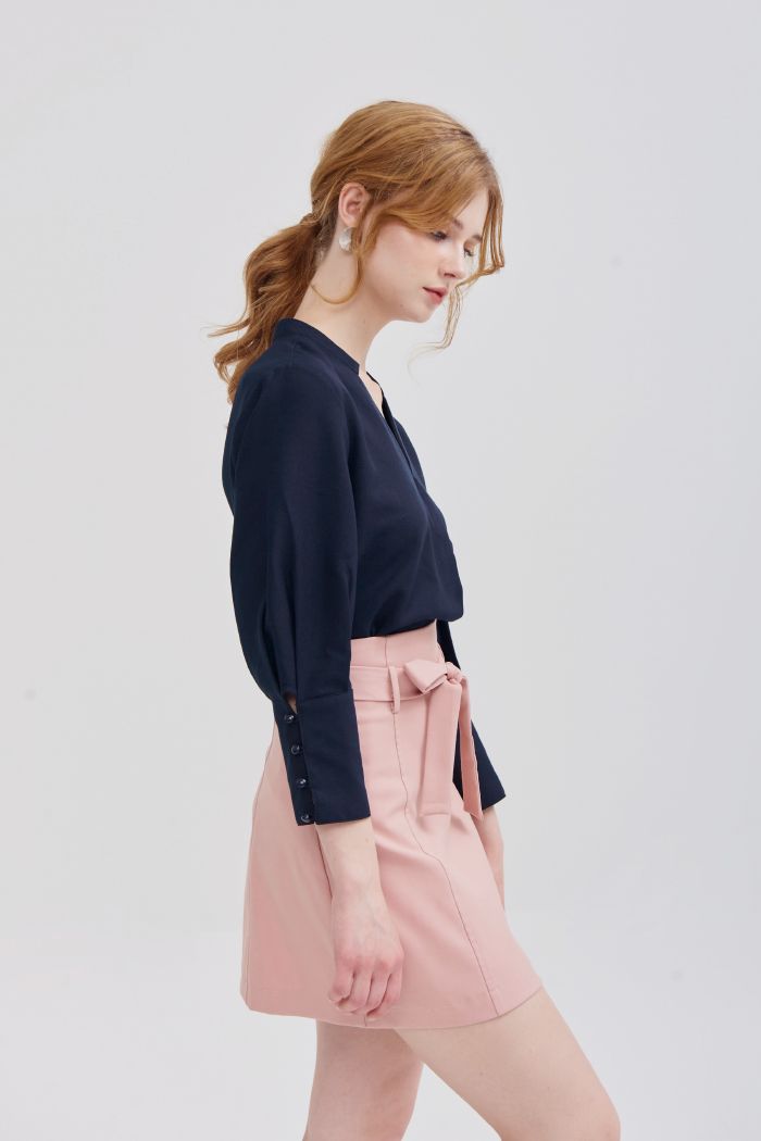 Váy khaki rã diễu chỉ mờ