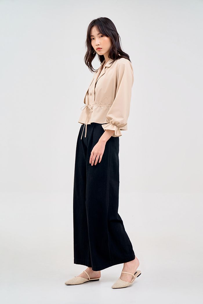 Áo cotton lạnh giả vest rút dây tay dài
