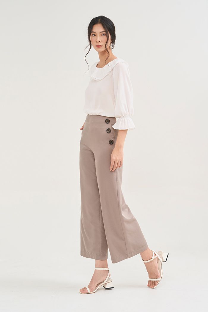 Quần dài lưng liền nhấn nút dây kéo sau